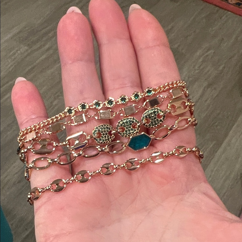 Rose Gold and Green Bracelet Set